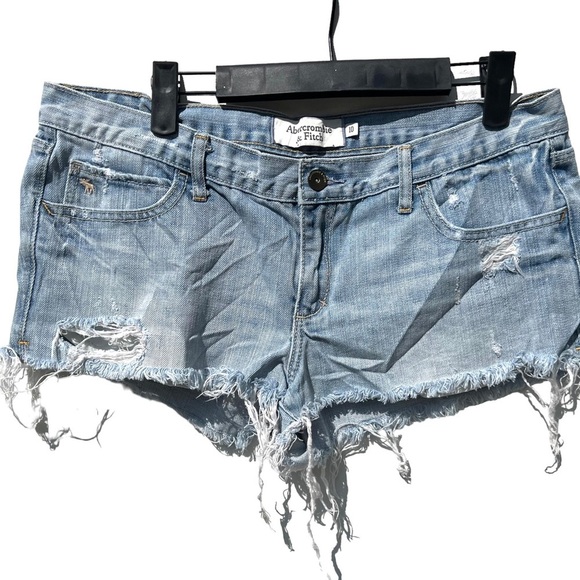 Abercrombie and Fitch distressed denim cut off shorts size 10 jean y2k vintage - Picture 1 of 5